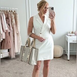 SPANX The Ponte Vest Dress in the color Powder white size small business casual